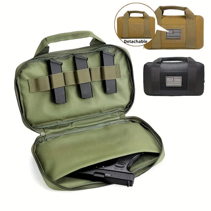 1pc Tactical Pistol Carrier Bag Concealed Carry Case Soft Padded Handgun Pouch with Multiple Magazine Storage Slot for Hunting