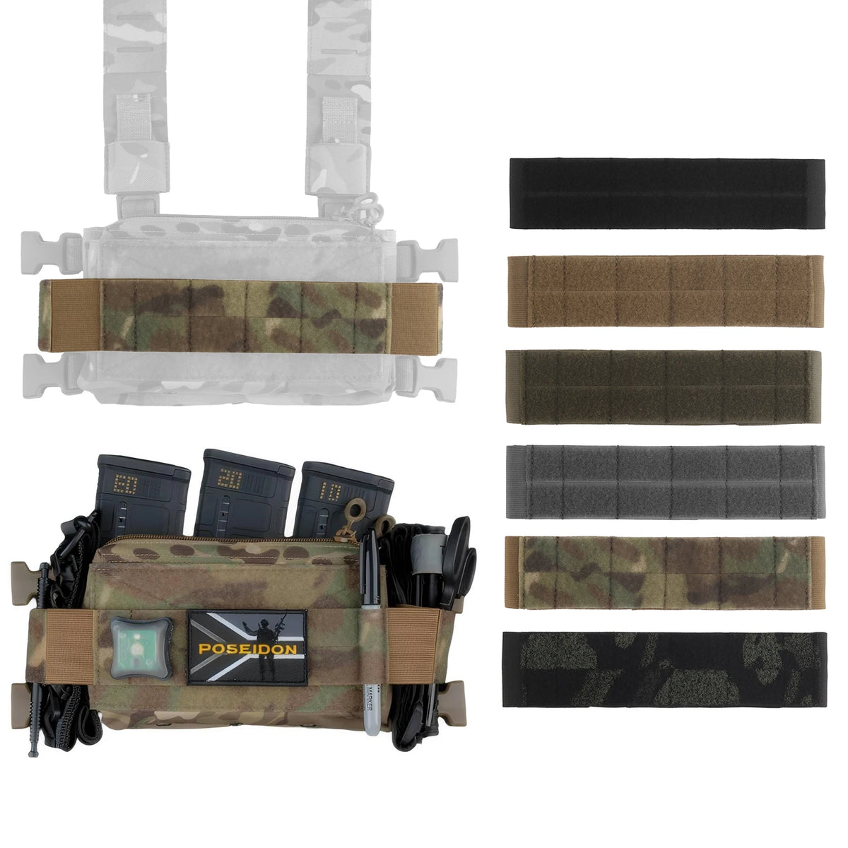 Poseidon Defense Extension Band Double-Layer Elastic Strap Carry Pen Tourniquets Scissors Lights Badges for MK4 Chest Rig