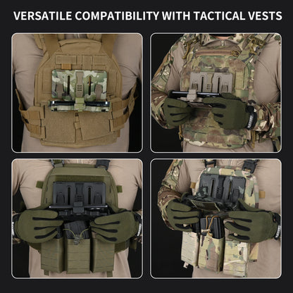 Latest Version Tactical Molle Phone Holder for Vest, Molle Phone Chest Mount Holder for Screen Size 6.0"-6.7&7.7"，Quick Release