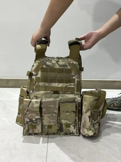 Men Tactical Bag 6094 Vest Molle Bag 600D Nylon CS Combat Tank Top Shooting Expansion Game Air Gun Sports Belt 3 Magazine Bags