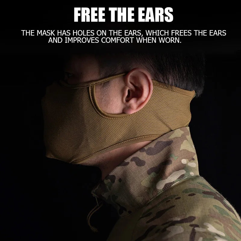 Shooting Mask Outdoor Breathable Elastic Soft Mask Free Ear Protection Air Gun Cycling Half Face Mask - M/L Size