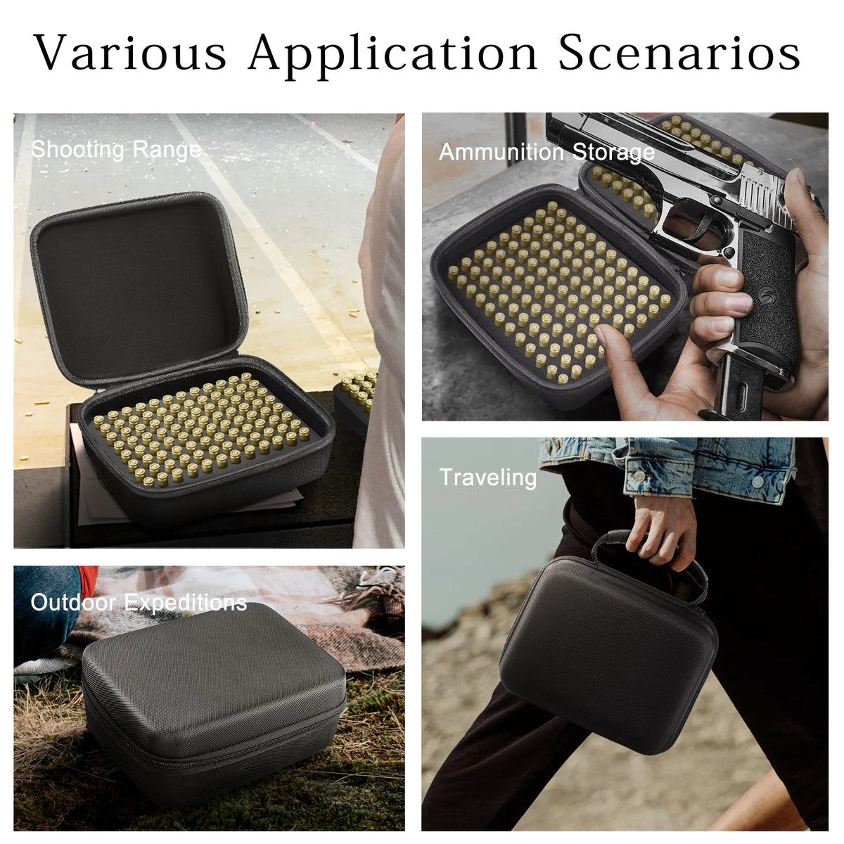 Ammo Pouch Portable Case for Cartridges 9mm .22LR .223/5.56mm Ammunition Storage Box Large Capacity Bullet Bag Hunting Shooting