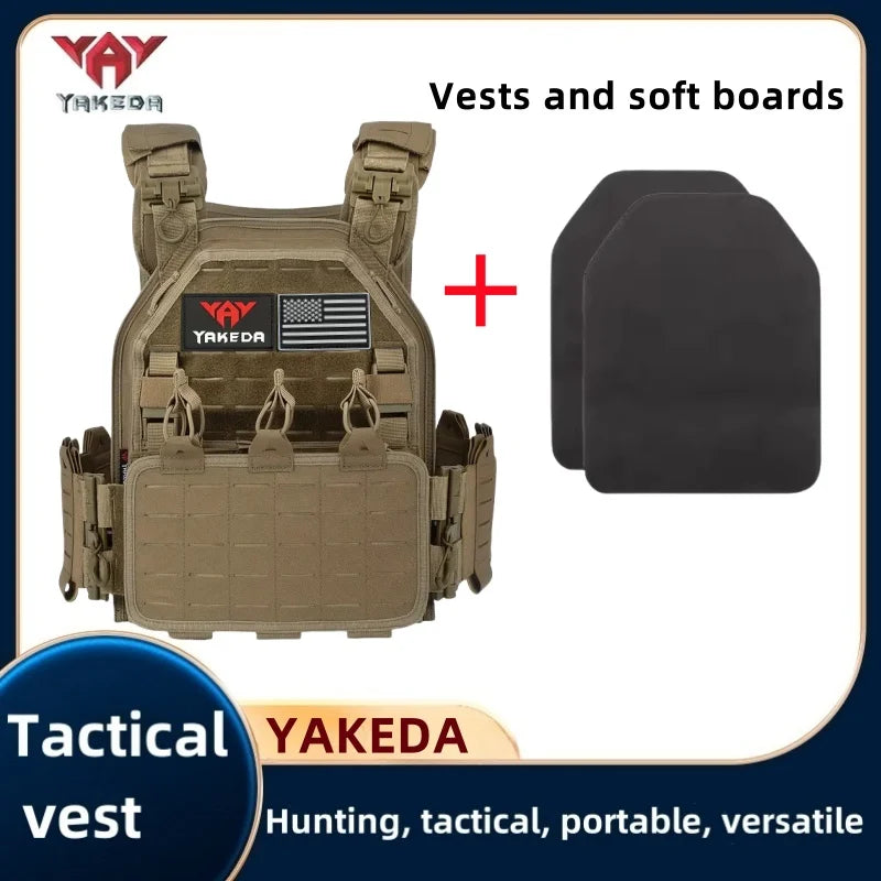 Authentic product YAKEDA Tactical Vest 6094 Fast detachable light laser cut outdoor hunting black gear carry vest of