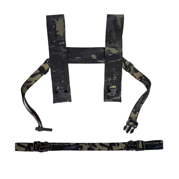Multicam SS MK4 Laser Cut H-Strap Tactical Chest Strap MK4 MK5 34A Chest Hanging Shoulder Strap Airsoft Chest Rig Gear