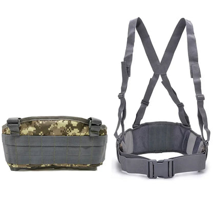 Tactical Molle Waist Belt Vest H-shaped Men Waist Girdle With Shoulder Strap Soft Padded Hunting Adjustable Belt Vest