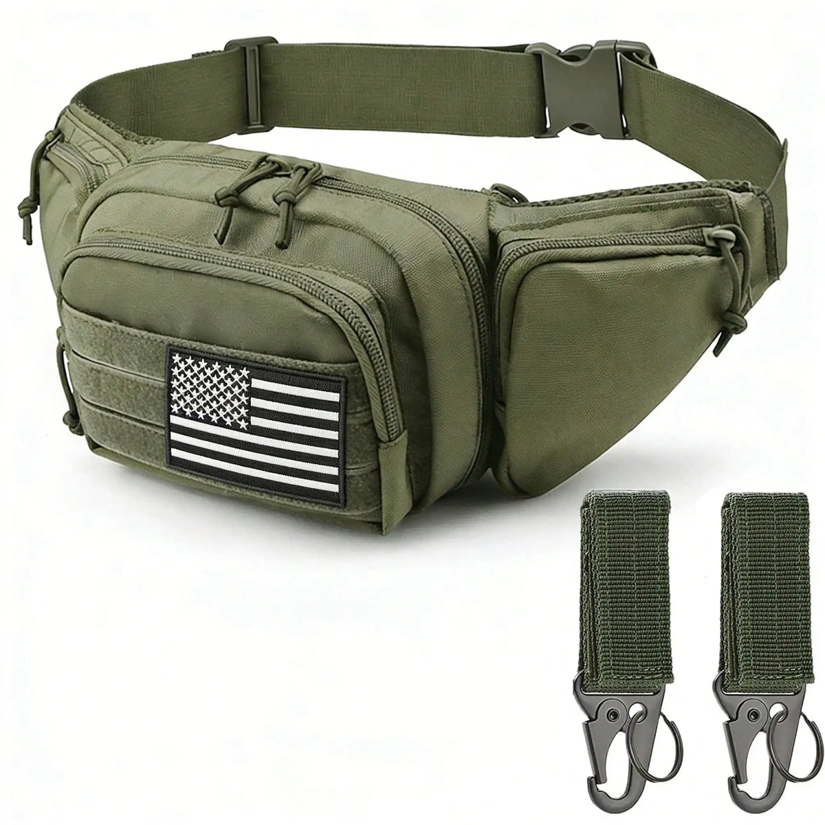 Tactics Outdoor Sports Waist Bag with Badge and Buckle, Hiking Bike Fishing Shoulder Bag Lightweight High Capacity Waist Bag