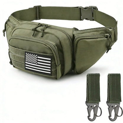 Tactics Outdoor Sports Waist Bag with Badge and Buckle, Hiking Bike Fishing Shoulder Bag Lightweight High Capacity Waist Bag