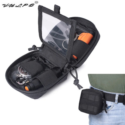 Fwoyonze Tactical Mini Multi-purpose MOLLE EDC Tool Pouch Knife Compass Flashlight Card Storage Bag Camping Micro Waist Bag