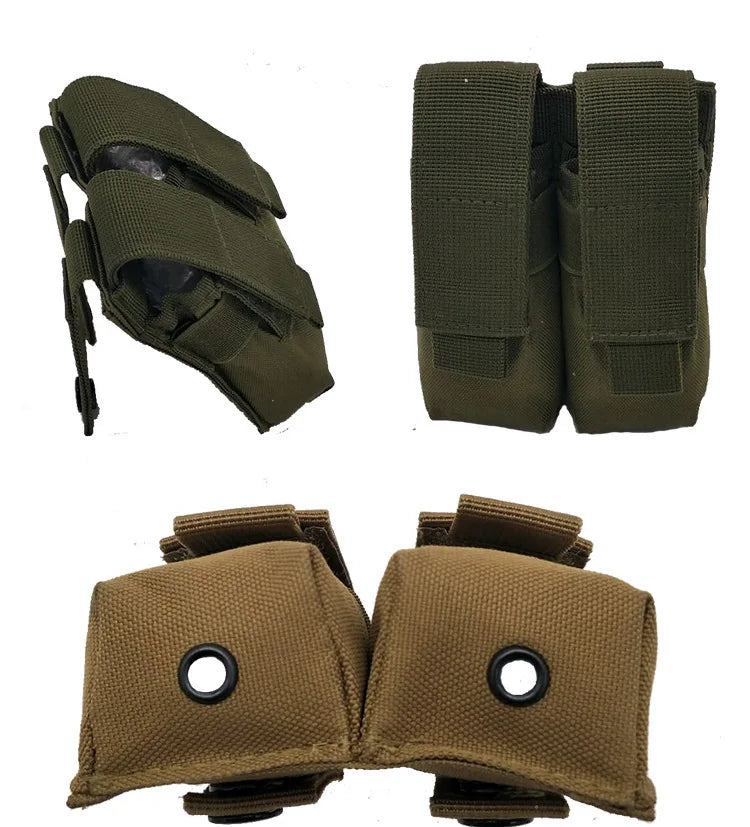 Molle 9mm Double Pistol Magazine Pouch Mag Holster Outdoor Hunting Accessories Flashlight Holder EDC Tool Waist Bag Vest Pouches