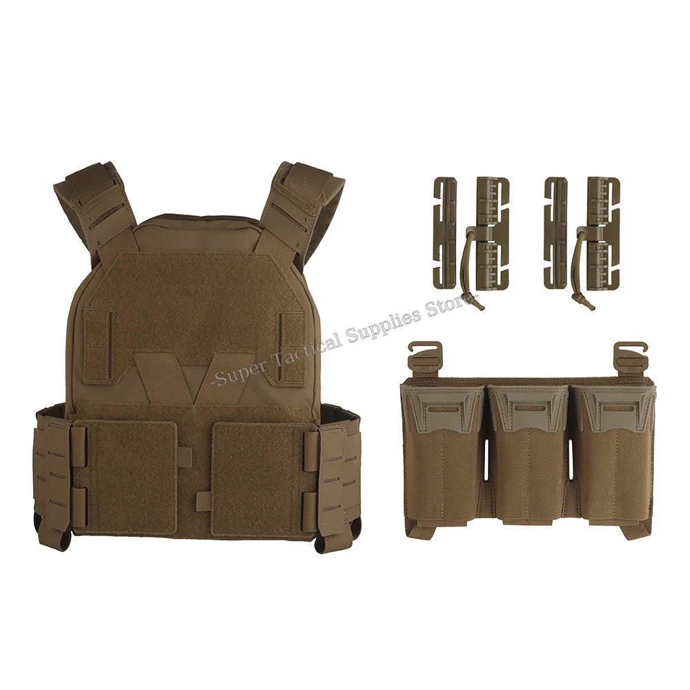Sub-Zero Plate Carrier Portable Gear Molle Airsoft Quick Release Low-Visibility KZ Tactical Vest with 556 Triple Magazine Pouch