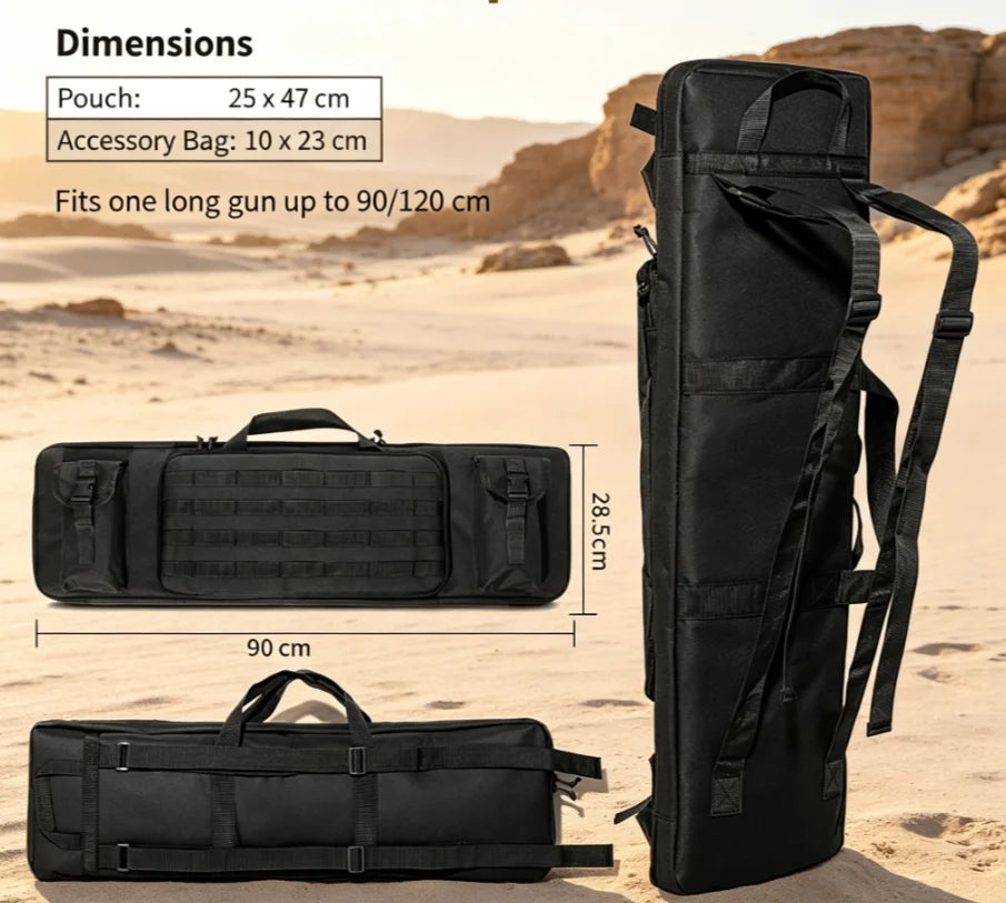 Tactical Rifle Bag 120cm/90cm, Gun Carrying Case Transport Backpack with Pistol Holster, Outdoor Sport Accessory