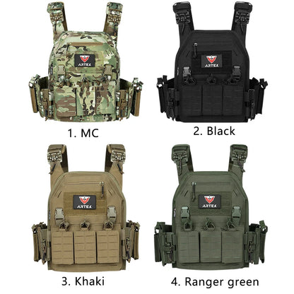 Tactical Vest Paintball Plate Holder 1000D Fabric Quick Releaseable Plate Carrier Laser Cut Platewith Triple Magazine Pouch ﻿