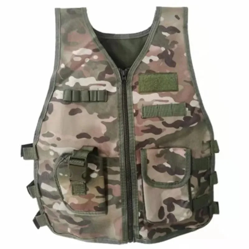 Tactical Children Vest Boy Girl Camouflage CS Game Vest Kids Hunting Cosplay Fishing CS Fans Outdoor Clothing for 3-6 Years