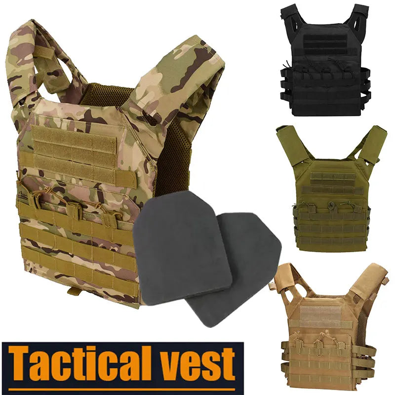 JPC Lightweight Tactical Vest With 2 Pieces  EVA Foam Board  Outdoor CS Game Jungle Security Equipment Wearing Hunting Vest