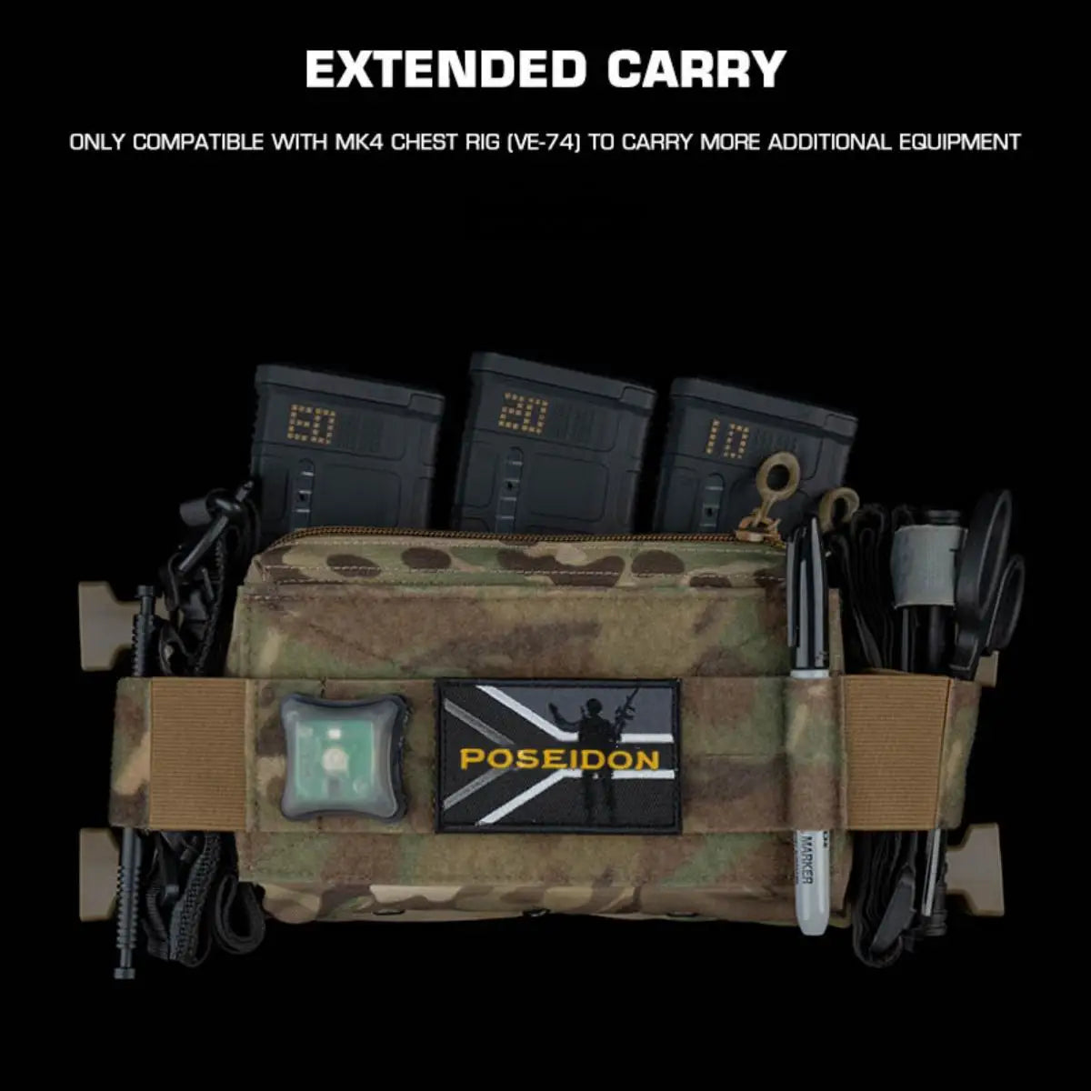 Poseidon Defense Extension Band Double-Layer Elastic Strap Carry Pen Tourniquets Scissors Lights Badges for MK4 Chest Rig