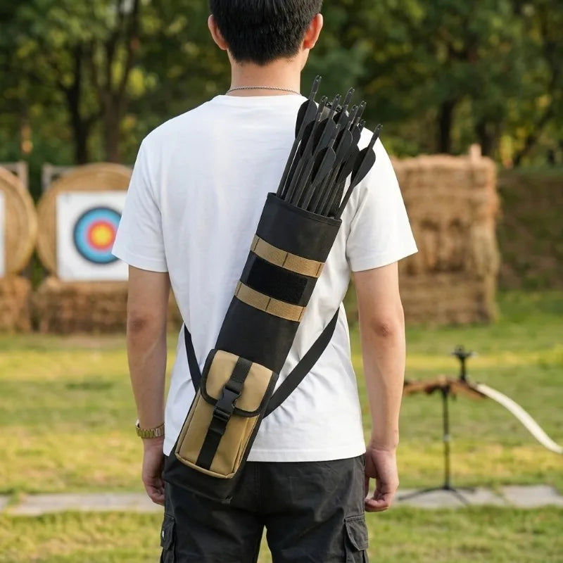 Tactical Arrow Quiver Large Capacity Back Holder 3-Point Shoulder Strap Archery Bag Durable Wear-Resistant Hunting Accessories