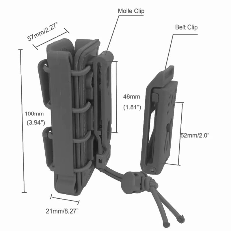 Tactical Molle 9mm Magazine Pouch Pistol Mag Holder with Belt Clip for Glock 17 19 Beretta M9 Fastmag Soft Shell Holster Hunting