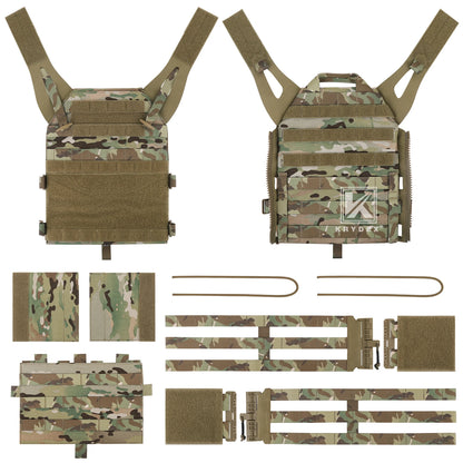 KRYDEX 500D Tactical JPC 2 Vest Plate Carrier With Detachable MOLLE Front Panel Airsoft Paintball Quick Release Vest