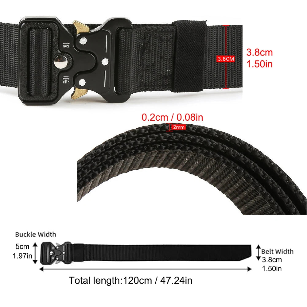 Men's Hunting Belt Quick Release Alloy Buckle Outdoor Sports Hiking Camping Belt Durable Waist Belt for Adventure Activities