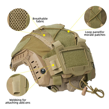 BOOIU Tactical Helmet Cloth with Battery Pouch for Helmet Outdoor Sport Hunting 500D Nylon CS Airsoft Helmet Cover Battery Pack