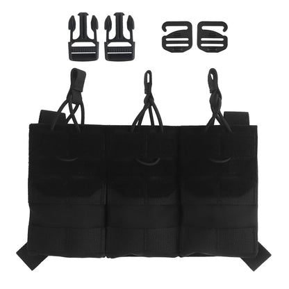 K Style Tactical Triple Magazine Pouch AR15 M4 5.56 Ag 3 Mag Pouch for Hunting Airsoft Molle Plate Carrier Placard Front Panel