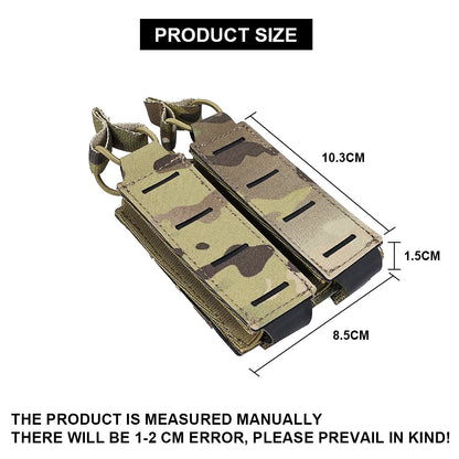 Tactical Double Pistol MAG Pouch 9mm Magazine Holder For Belt MOLLE Laser Cut Elastic Bungee Cord Retention Hunting