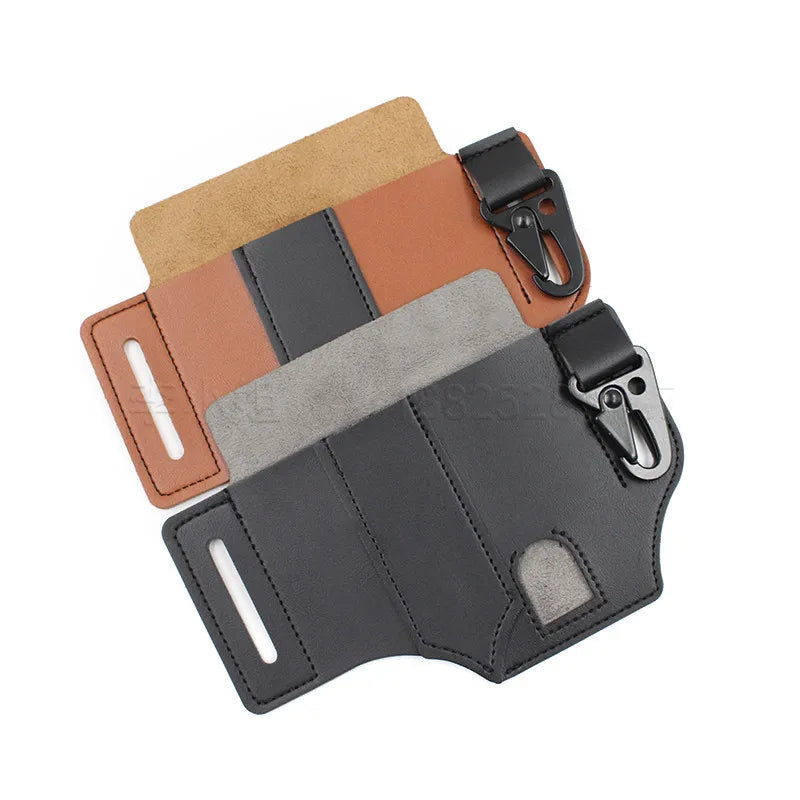 Leather EDC Tool Pouch Outdoor Tactical Flashlight Holder Waist Bag for Camping Hiking Survival