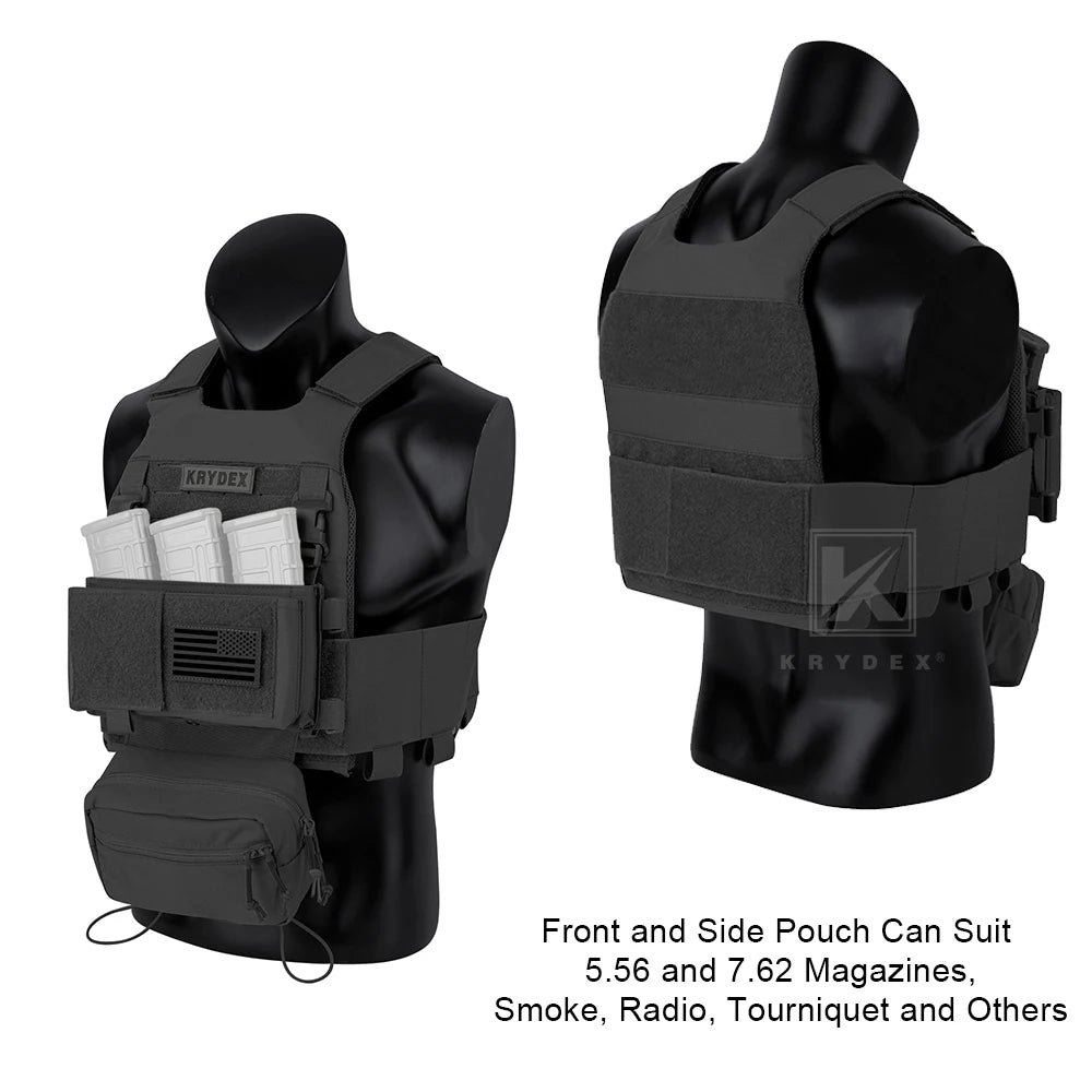 KRYDEX Tactical Men Vest Hunting Low Vis FCS Slickster Plate Carrier with MK3 Chassis Mag Pouch Dump Pouch PaintballGear