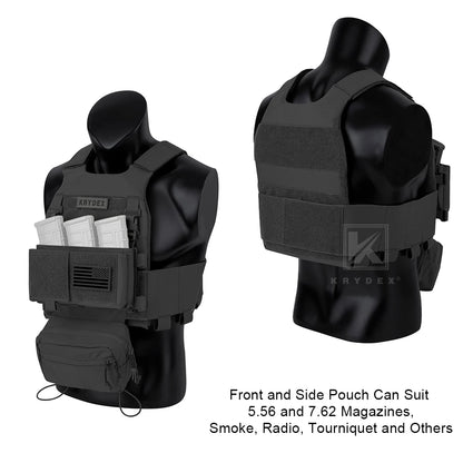 KRYDEX Tactical Men Vest Hunting Low Vis FCS Slickster Plate Carrier with MK3 Chassis Mag Pouch Dump Pouch PaintballGear