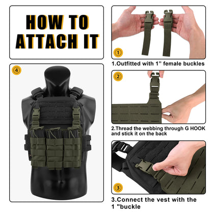 KRYDEX Tactical MOLLE Front Panel Detachable Flap Adapt G Hook Buckle For Hunting Vest Plate Carrier Chest Rig Accessories