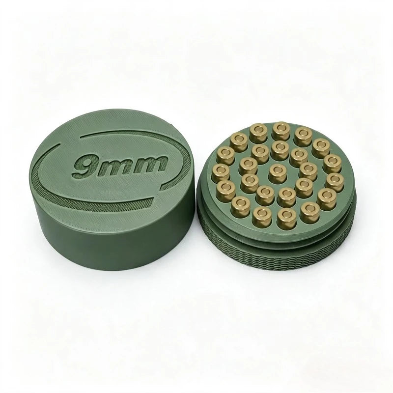 9MM Bullet Storage Box, 25 Rounds of Ammunition Storage Box Storage Box, Portable Screw Lid Design, Small Pocket Size Ideal Gift