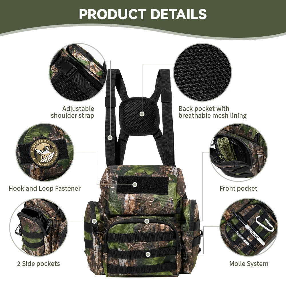 PSKOOK Binocular Harness Chest Pack with Rangefinder Pouch Bird Watching Binocular Case Bino Bag for Outdoor Sports