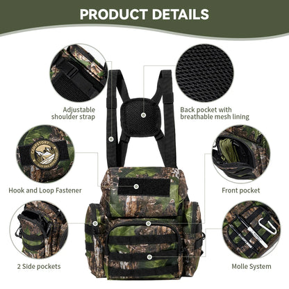 PSKOOK Binocular Harness Chest Pack with Rangefinder Pouch Bird Watching Binocular Case Bino Bag for Outdoor Sports