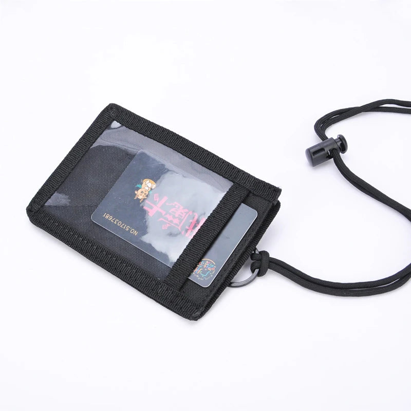 Portable Tactical Card Sleeve Clear ID Tag Holder Neck Lanyard Waterproof Document Pouch Military Style Badge Bag