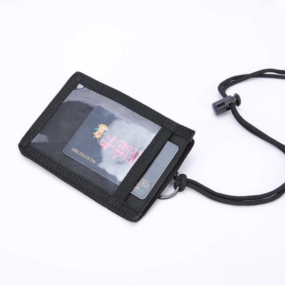 Portable Tactical Card Sleeve Clear ID Tag Holder Neck Lanyard Waterproof Document Pouch Military Style Badge Bag