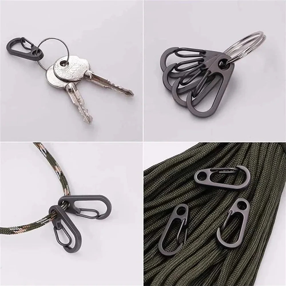 10pcs Mini Carabiner Set Outdoor Rope Clip Camping Paracord Accessories Knapsack Hanging Buckle  Daily DIY Keychain