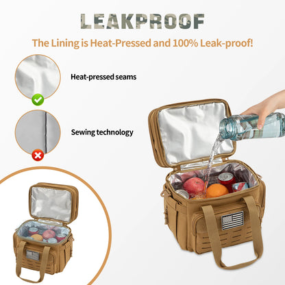 Tactical Lunch Bag for Men's Heavy Duty Lunch Box Leakproof Insulated Durable Thermal Cooler Bag Adult Meal Camping Picnic Pail