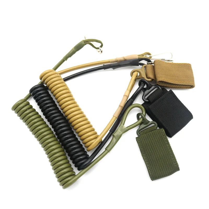 Molle Airsoft coil handgun spring sling Anti-lost hunt elastic belt rope strap backpack bag tool lanyard gun pistol Accessories