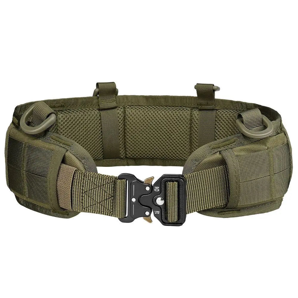 Men's Tactical Padded Belt Adjustable Waist Belt with Pocket for Outdoor Work Combat CS Hunting Paintball