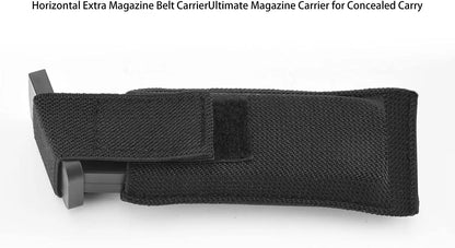9mm Pistol Magazine Pouch Concealed Carrier Extra Single Pistol Magazine Carrier Horizontal Pouch with Safety Hook and Loop