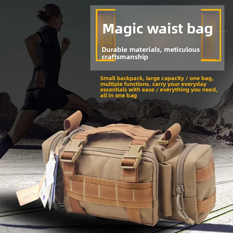 15L Multifunctional Tactical Waist Bag 1000D Nylon Waterproof Outdoor Sling Crossbody Bag Handbag Camping Hiking Cycling Travel