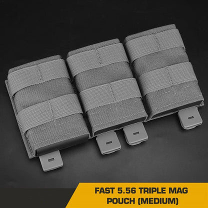 Tactical Fast 5.56 Triple Mag Pouch Medium M4 KYWI Molle Magazine Pouch Insert Open Malice Clip Strap Hunting Airsoft Accessorie