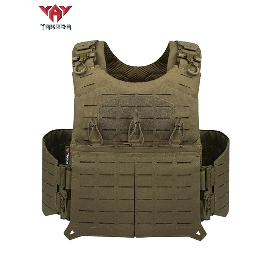 YAKEDA Tactical Combat Vest Plate Carrier Quick Release Laser Cuting PALS System Multifunctional Hunting Airsoft Protective Vest