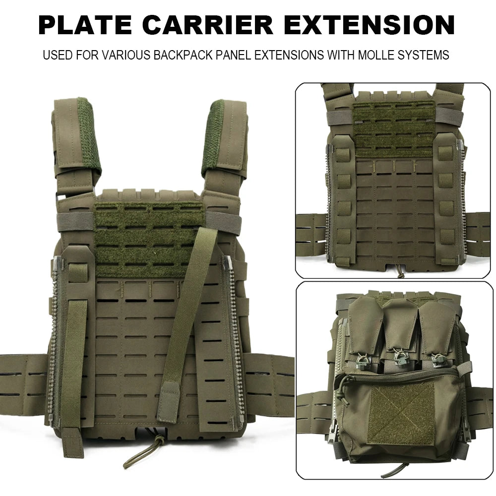 Tactical Ferro Style Back Panel Zipper Extension MOLLE Adapter 10# for Hunting Airsoft Vest Plate Carrier FCPC Backpack Panels