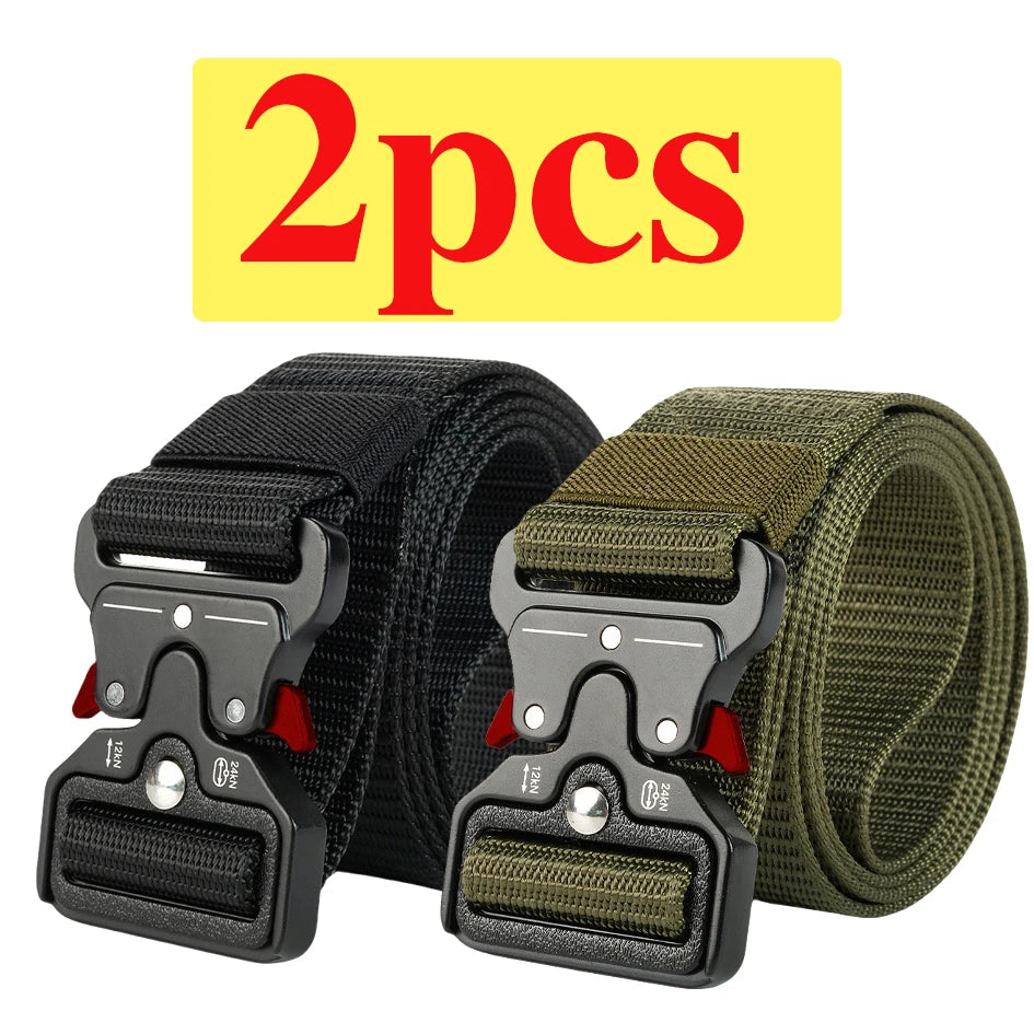 Two-Pack Quick-Release Symmetrical Buckle Tactical Belt; Outdoor Sports Exercise Training Hunting Nylon Canvas Belt