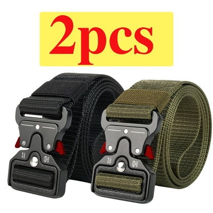 Two-Pack Quick-Release Symmetrical Buckle Tactical Belt; Outdoor Sports Exercise Training Hunting Nylon Canvas Belt