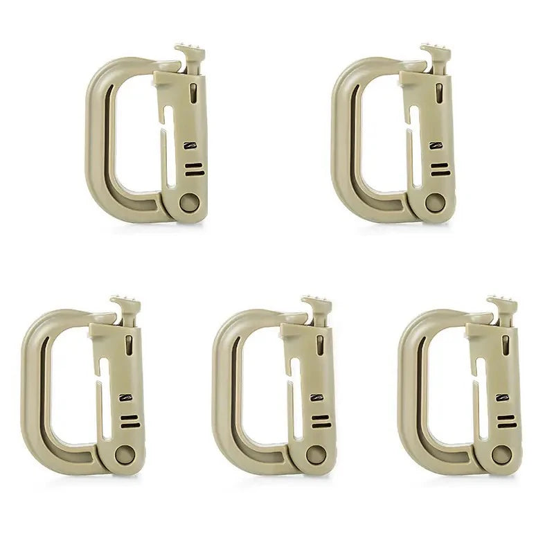 5Pcs Plastic D-Ring Tactical Carabiner Grimlock Lock Hard Hook Buckle Clip For Molle Webbing Accessories Backpack/Pouch/Bag/Belt