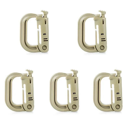 5Pcs Plastic D-Ring Tactical Carabiner Grimlock Lock Hard Hook Buckle Clip For Molle Webbing Accessories Backpack/Pouch/Bag/Belt