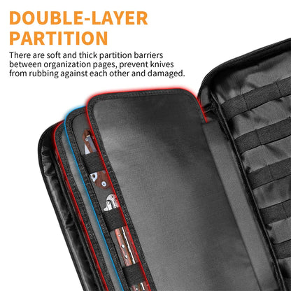Tactical Knife Storage Bag Knives Display Bag 74+ Pocket Knife Organizer Soft Storage Case with 3 Different Size Slots