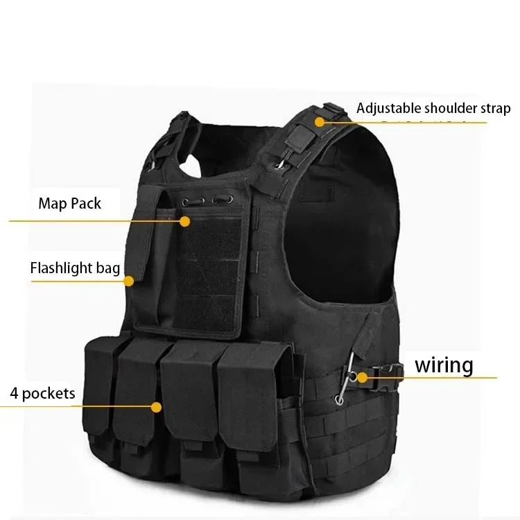 Adjustable Molle Tactical Vest Security Combat Body Vests Security Hunting Clothes Outdoor CS Game Airsoft Training Jacket